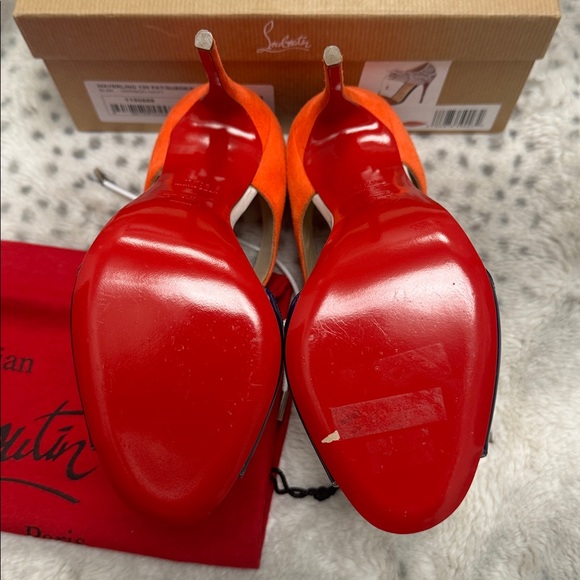 Christian Louboutin Meyerling Lace-Up Heels – BNIB – Orange/Blue - Picture 8 of 12